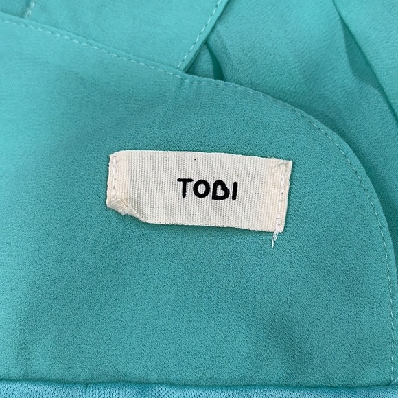 Tobi Robbin Egg Blue Wrap Effect Mini Dress - S - Picture 10 of 11